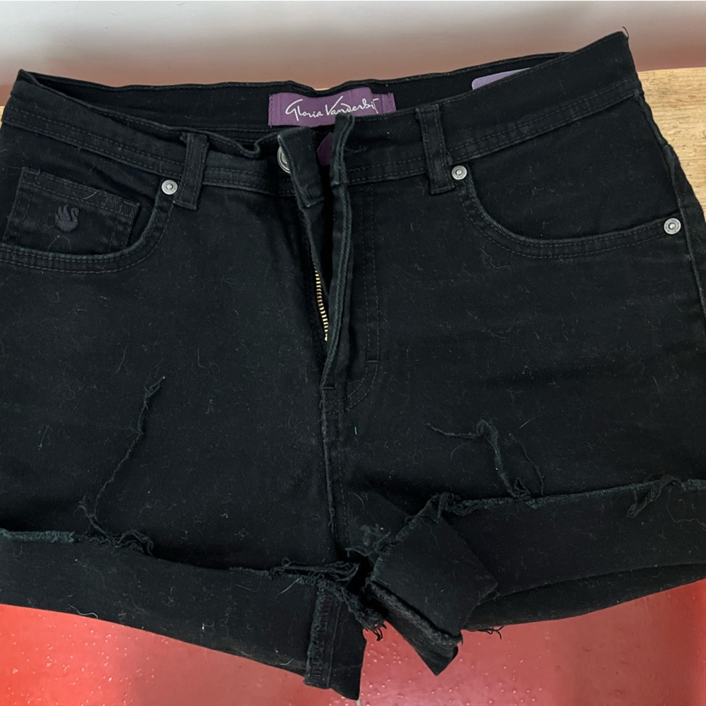 NWOT black distressed stuffed denim shorts